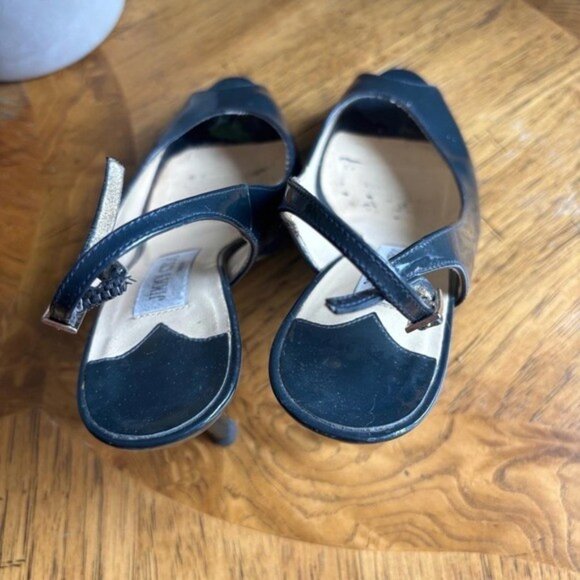 Jimmy Choo Black Patent Leather Slingback Peep Toe High Heel Pumps - Picture 3 of 5